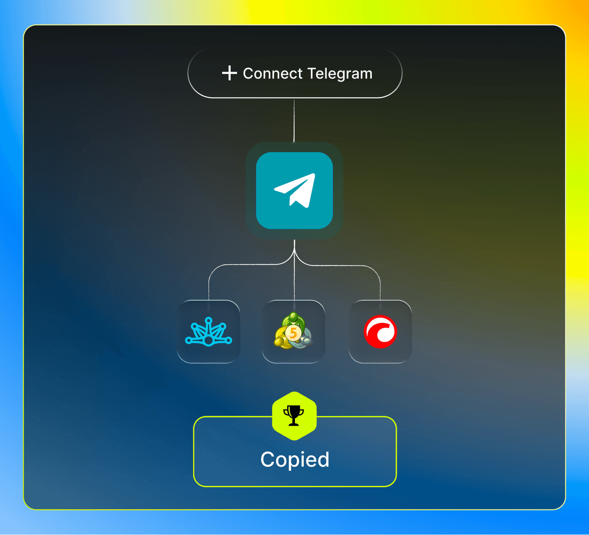 Telegram trade copier mobile connection flow